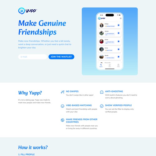 Landing page design