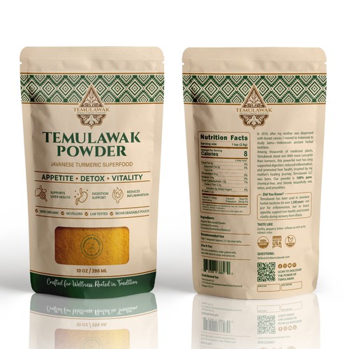  Organic Temulawak Powder Kraft Pouch Design for a Modern Herbal Superfood