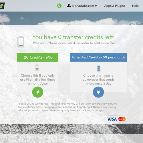 Redesign of simple purchase form @ www.filemail.com