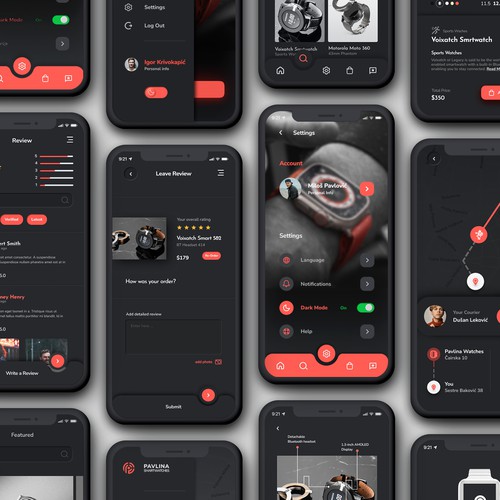 Smart watch app design - Dark Mode
