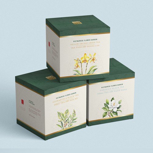 Exotic flower tea packaging design