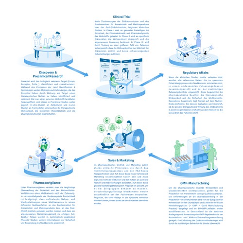 Infographic for value chain of Drug development 