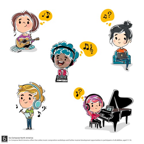 Illustrations done for a online music composition workshop