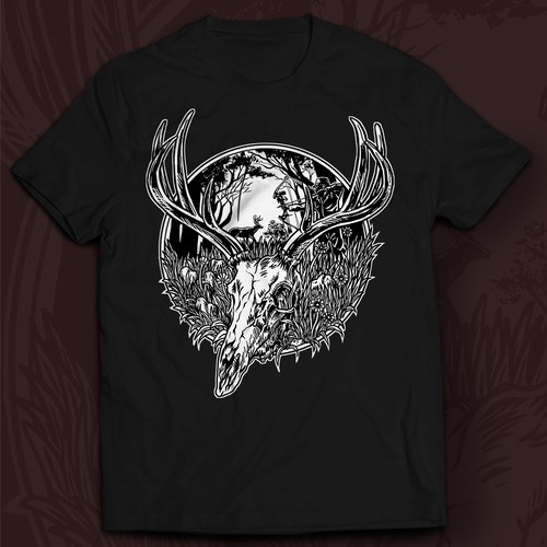 Hunting theme deer skull t-shirt